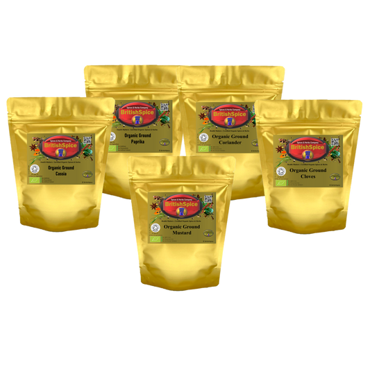 Organic Spices | Family Pack (10% OFF):  Cassia|Paprika|Coriander|Cloves|Mustard